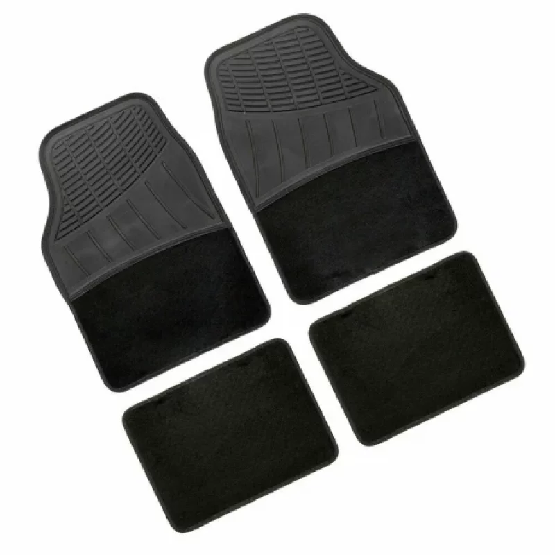 Covorașe auto universale Fusion din PVC și mochetă, set 4 buc, negre