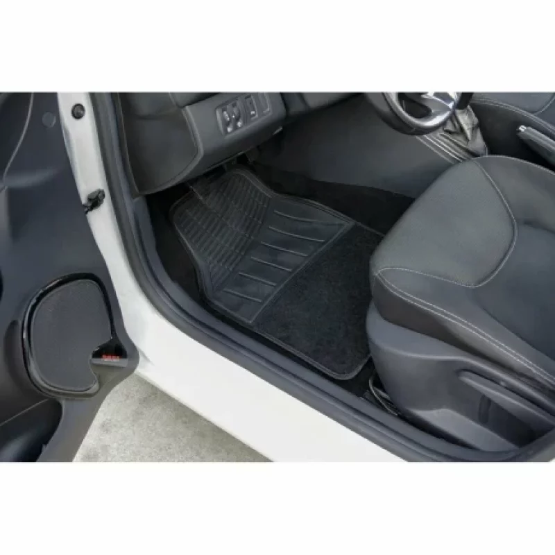 Covorașe auto universale Fusion din PVC și mochetă, set 4 buc, negre