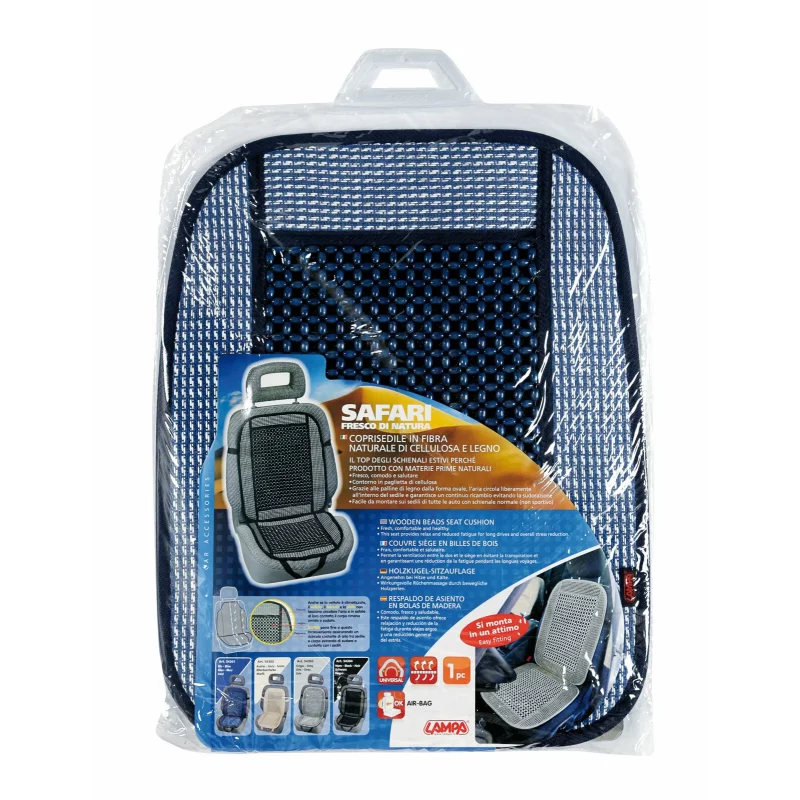 Husă scaun față Safari cu mărgele din lemn, universală, albastră