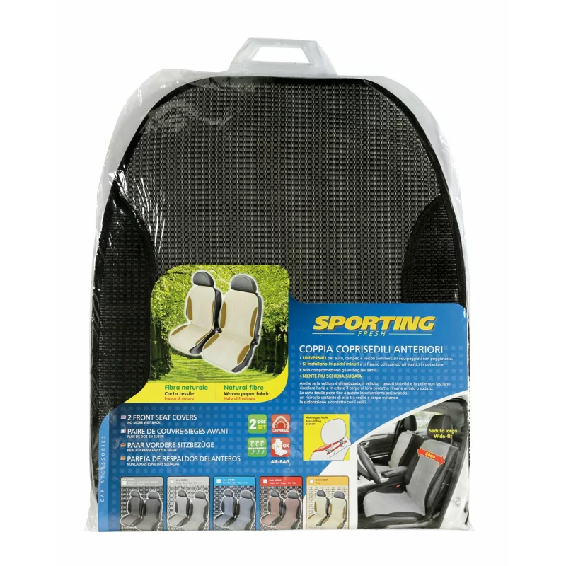 Huse scaun fata Sporting Fresh din fibra naturala, 2 buc, antracit