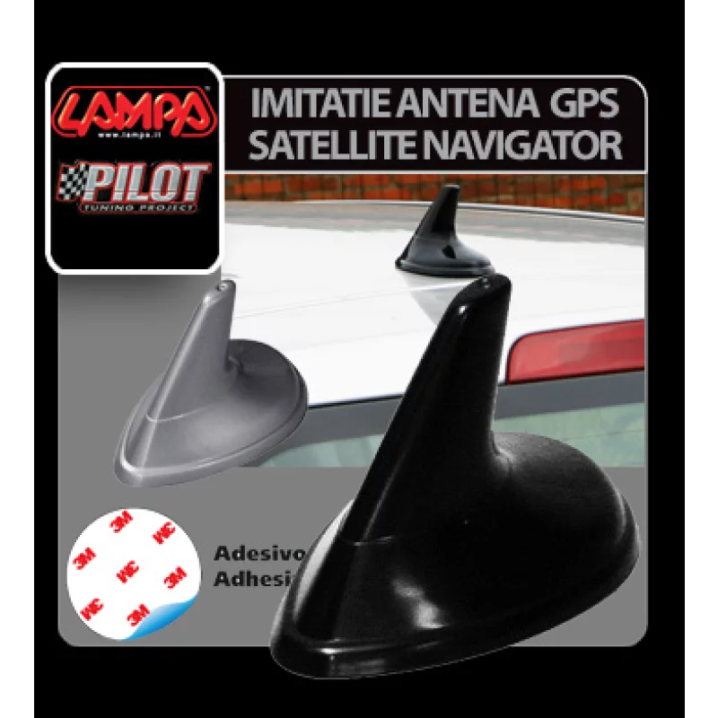Antena auto decorativă tip GPS Satellite Navigator, argintie