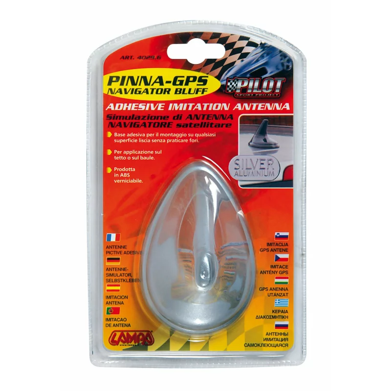 Antena auto decorativă tip GPS Satellite Navigator, argintie
