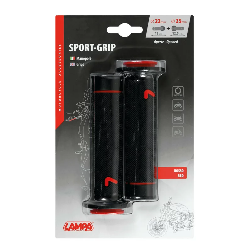 Mânere ghidon motocicletă universale Sport-Grip, negru/roșu