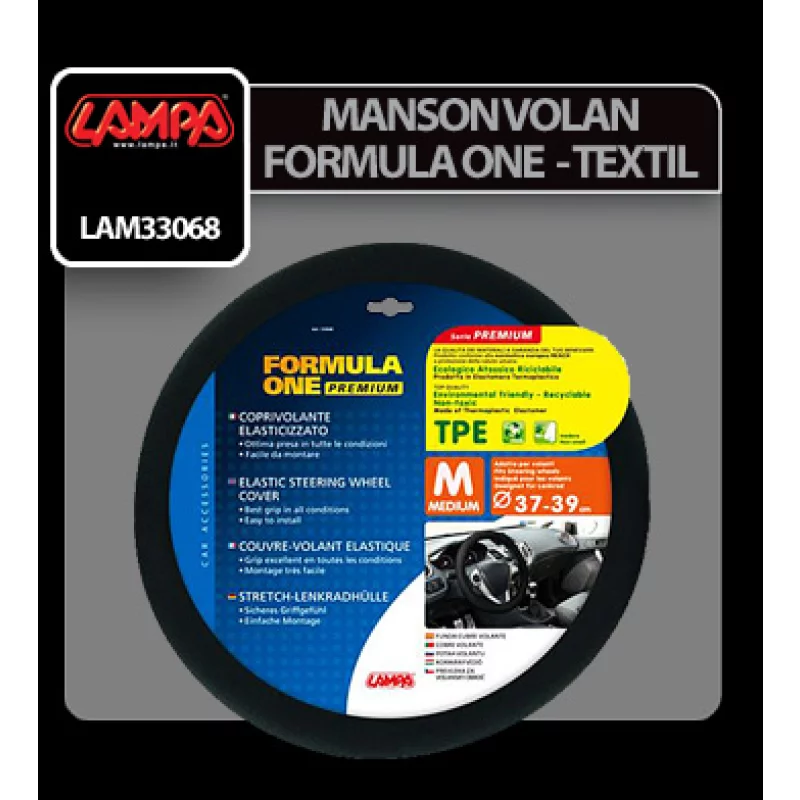 Manson volan textil Lampa Formula One, negru, Ø 37-39 cm