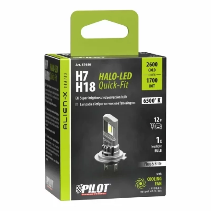 Bec LED H7/H18 Alien-X Quick-Fit 12V, PX26d/PY26d-1, 6500K, 1 buc