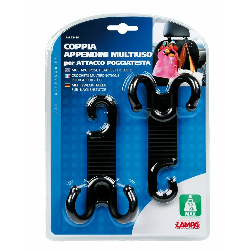 Carlige pentru tetiera auto suport bagaje, negru, 2 bucati, 15 kg