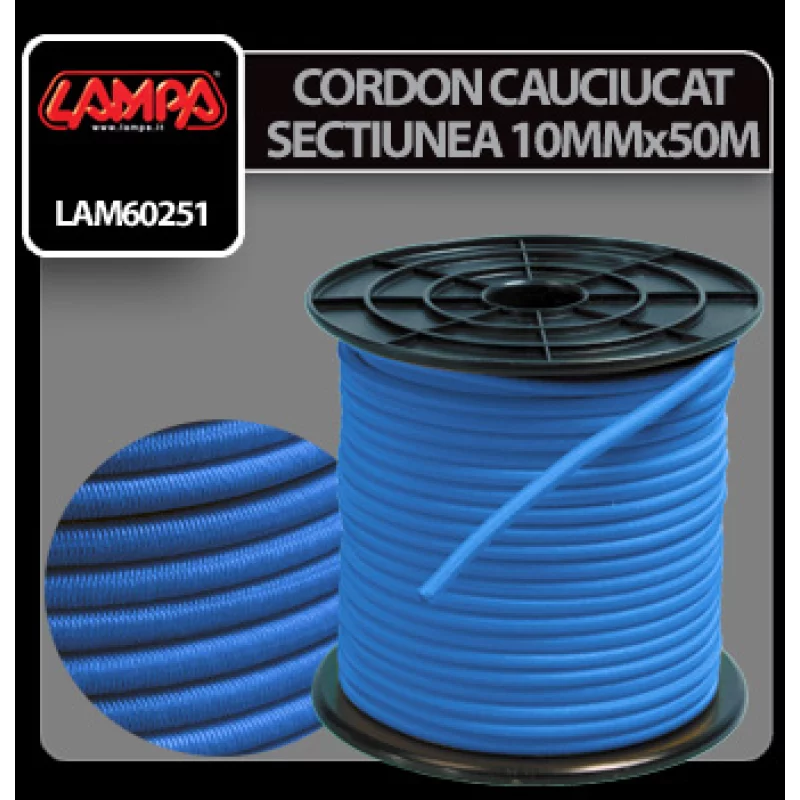Cordon cauciucat elastic Lampa 10 mm x 50 m, albastru, multifuncțional
