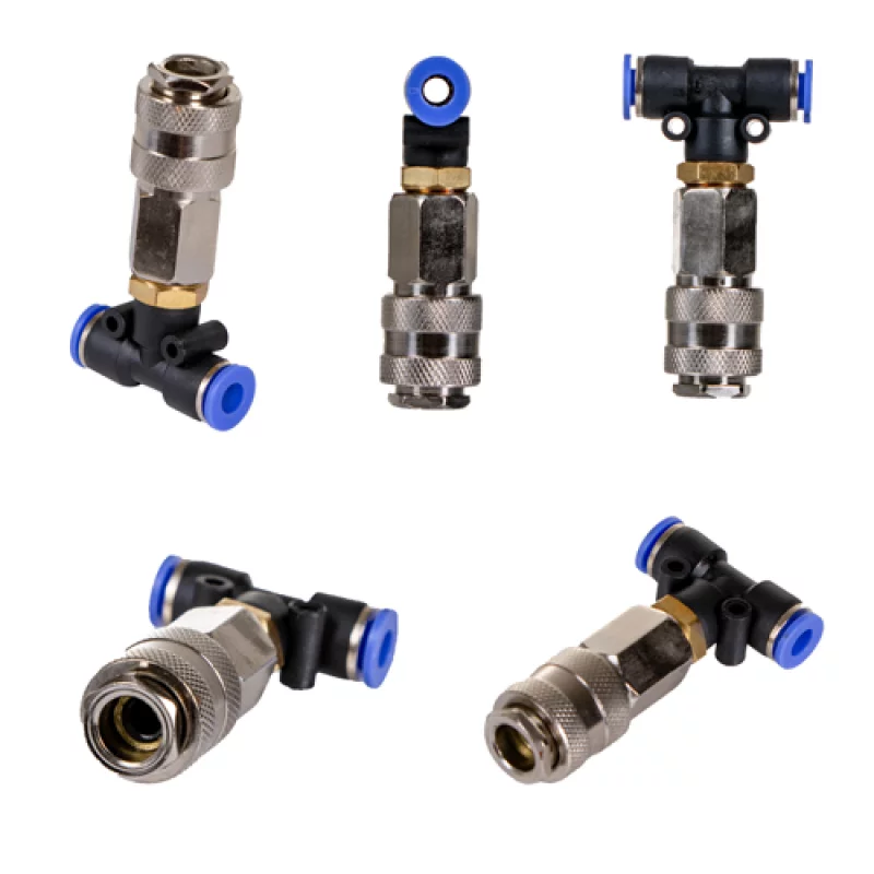 Cuplă rapidă aer T-1 pentru furtun aer comprimat 6 mm, max. 13 bar