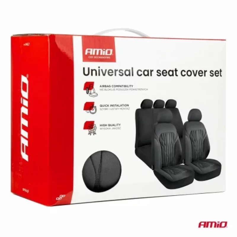 Huse scaun auto universale Amio SC-21, set 9 piese, negre