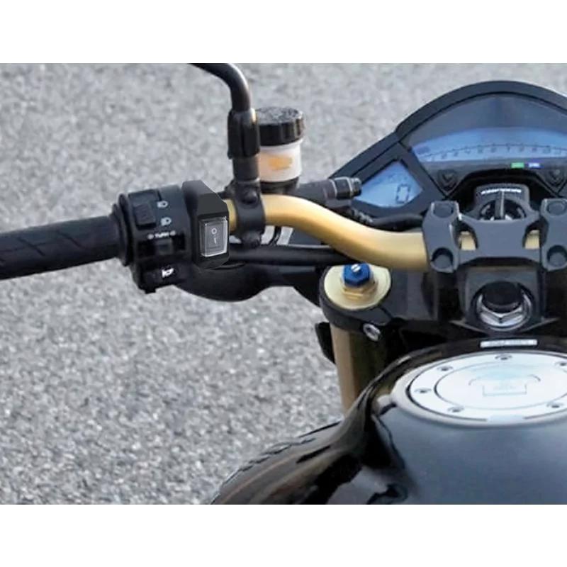 Intrerupator basculant impermeabil pentru ghidon moto 12V 6A, negru