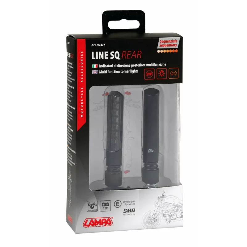 Lampi semnalizare LED secventiale 12V spate cu pozitie/frana Line SQ, set 2 buc