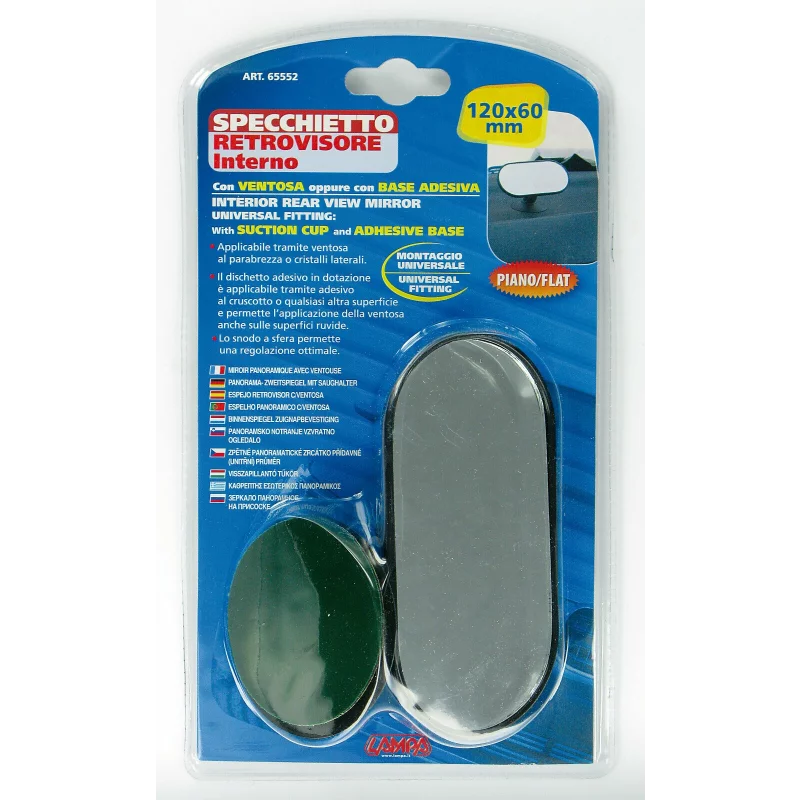 Oglindă interioară auto ovală cu ventuză, 120x60 mm, Lampa