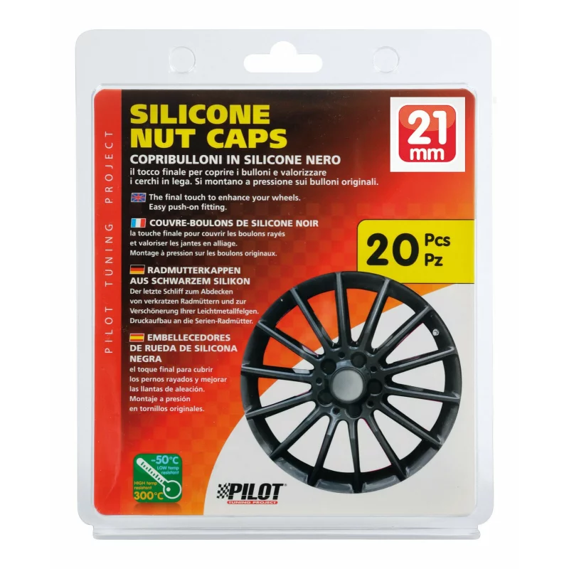 Set 20 capace prezoane din silicon 21 mm, negre, pentru jante auto