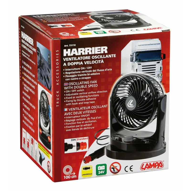 Ventilator auto 24V Harrier, 6 inch, 2 viteze, oscilant, reglabil