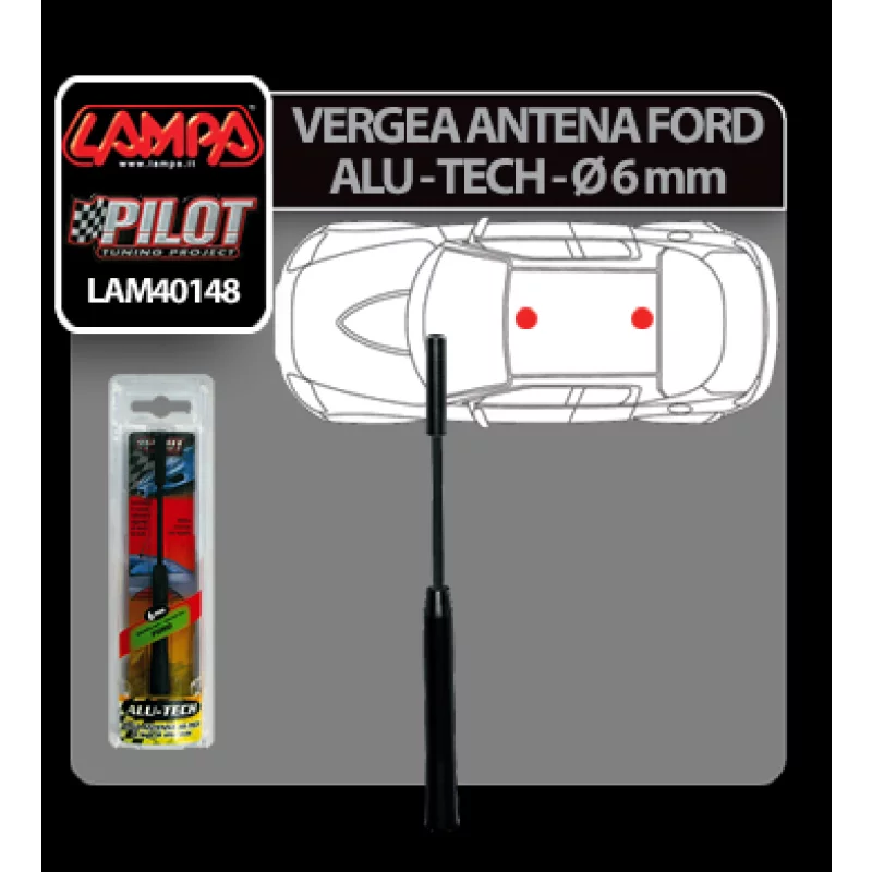 Vergea antena auto din aluminiu Alu-Tech pentru Ford, Ø 6 mm, negru