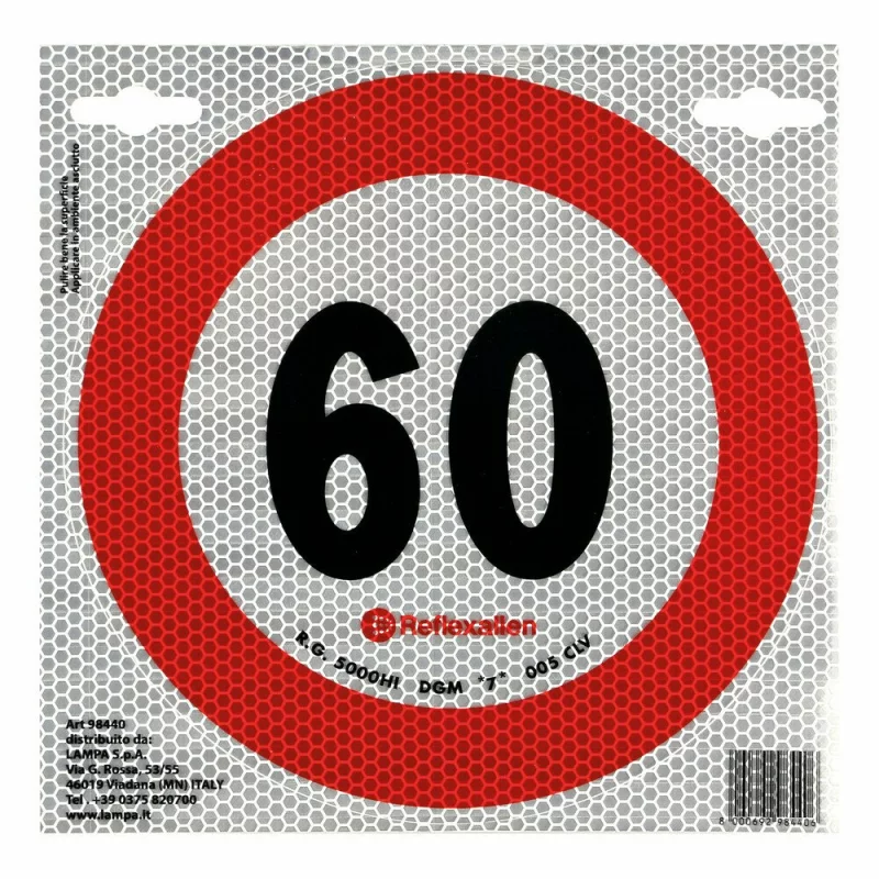Autocolant reflectorizant limitare viteză 60 km/h, clasa 2, Ø20 cm