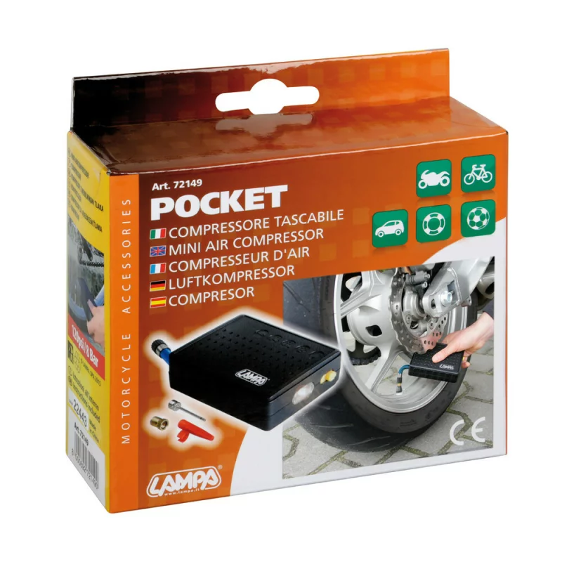 Compresor aer Mini pentru motocicleta si bicicleta cu baterii 8xLR6 AA Lampa