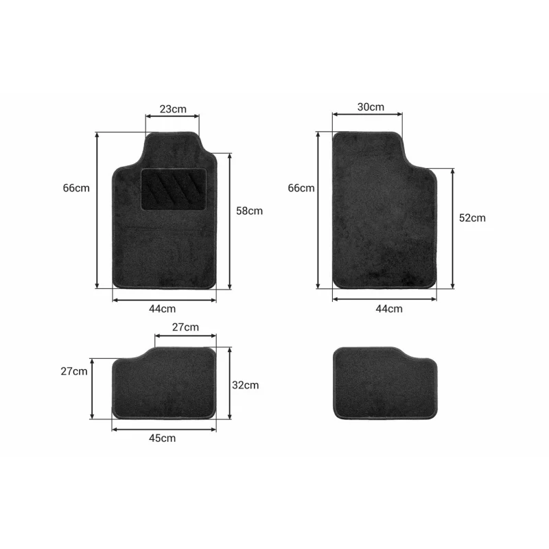 Covorase auto universale din mocheta Amio TEX-1, set 4 piese, negre