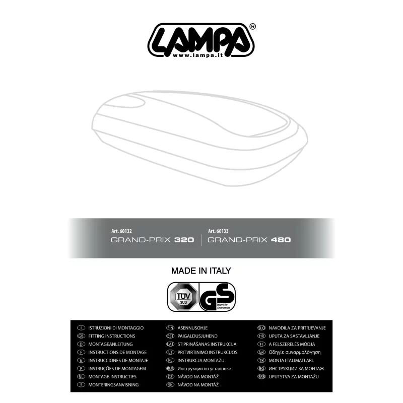 Cutie portbagaj plafon 320L Grand-Prix din polipropilena, carbon negru