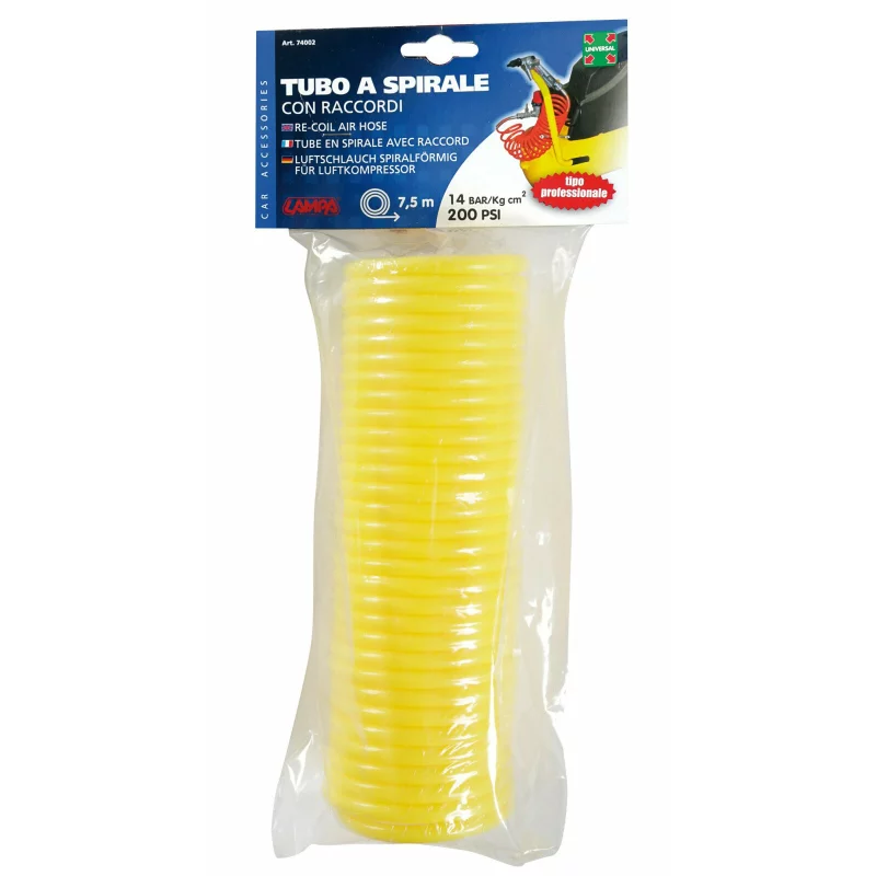 Furtun aer spiralat Lampa 7,5 m pentru compresor, presiune 14 bari