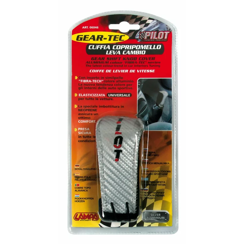 Husă universală pentru manetă schimbător viteze Gear-Tech, negru/argintiu