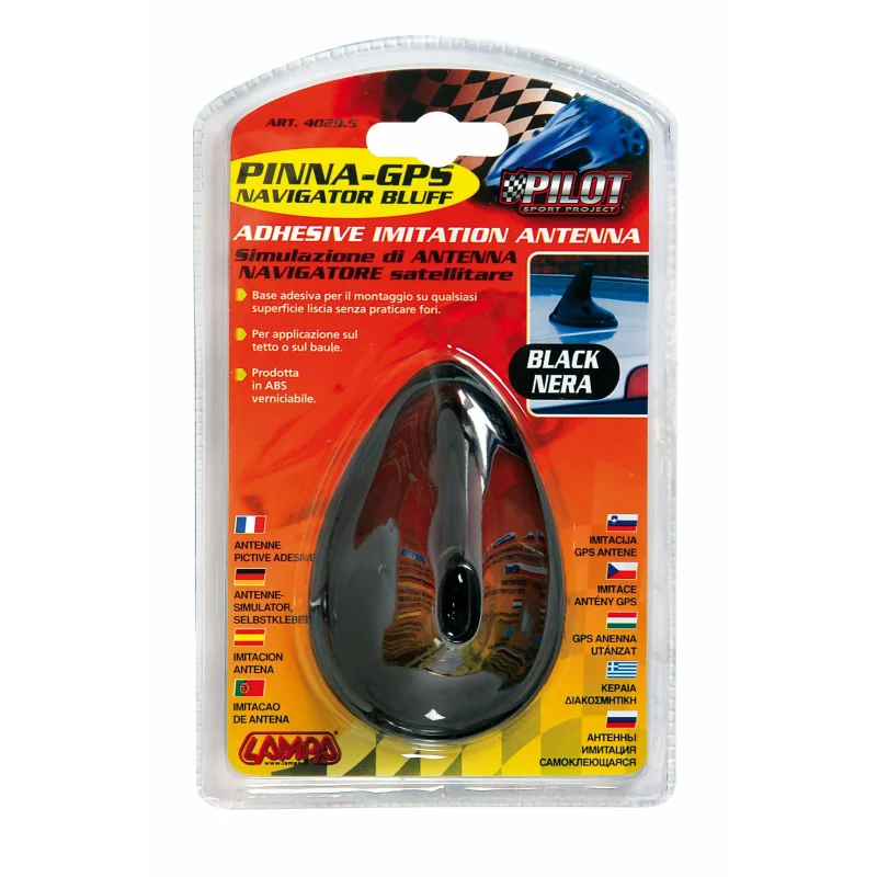 Imitatie antena GPS auto neagra, decorativa, cu adeziv 3M