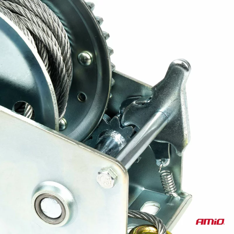 Troliu manual 450 kg cu cablu de 5 m si carlig de siguranta Amio