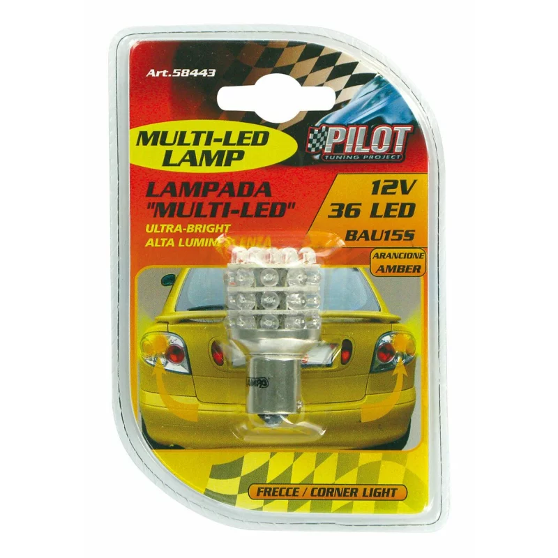 Bec LED PY21W BAU15s 12V portocaliu pentru semnalizare auto, 36 LED