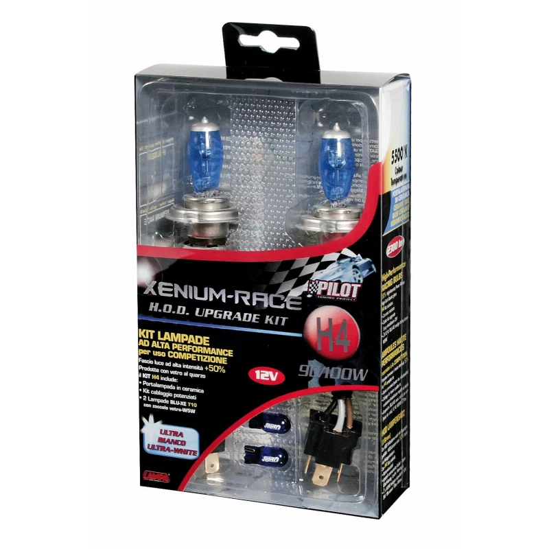 Bec halogen H4 12V 90/100W Xenium Race P43t, set 2 bucăți cu bonus