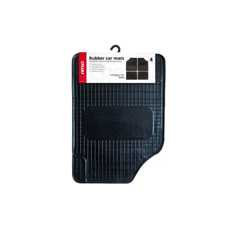 Covorase auto universale din cauciuc Amio RCM-02, set 4 piese negre