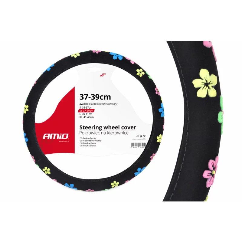 Husa volan Amio Flower marimea M, diametru 37-39 cm, model floral