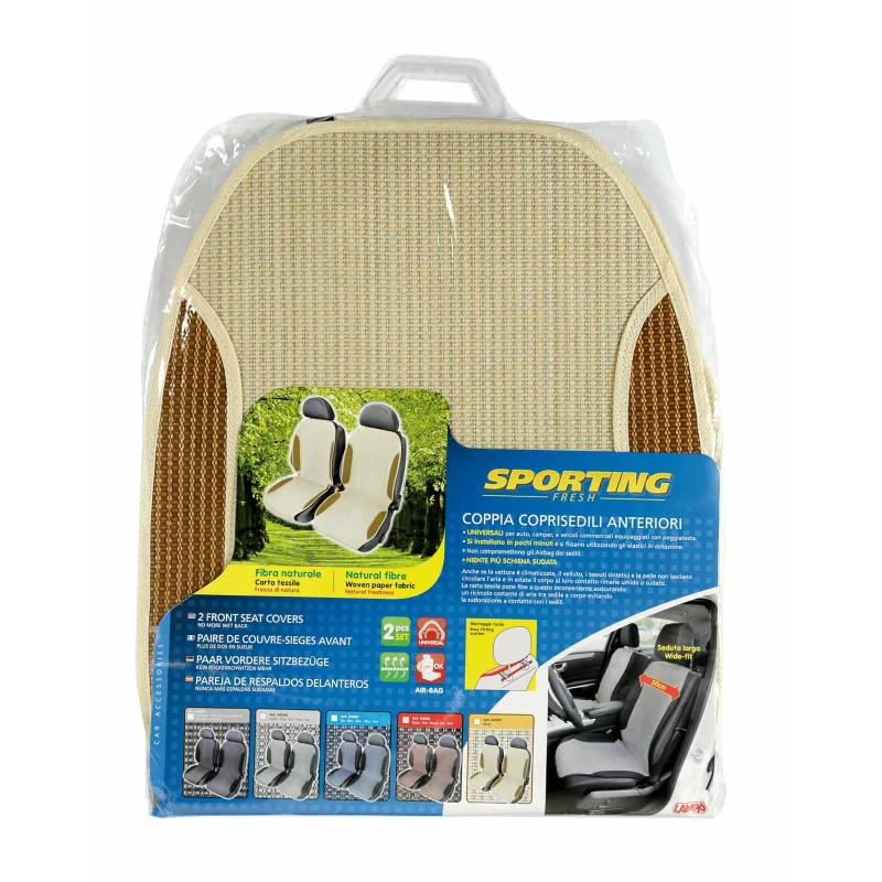 Huse scaun fata bej din fibra naturala, universale, set 2 buc