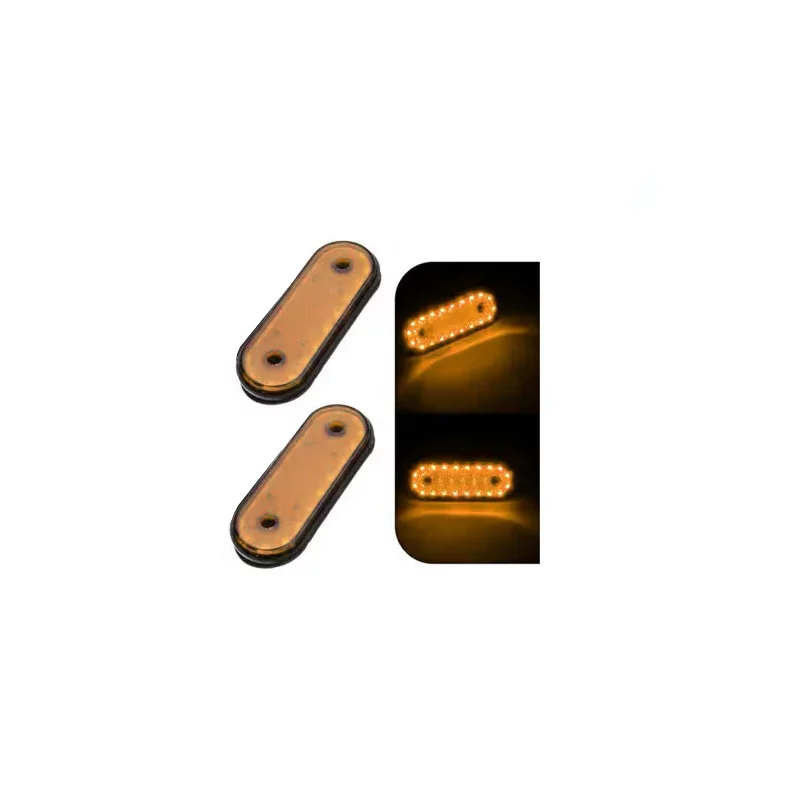 Lampa gabarit cu LED 12/24V, galben oval, cu catadioptru, set 2 buc