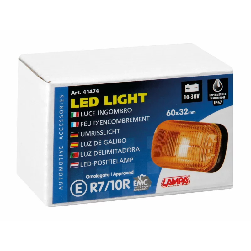 Lampa gabarit LED galben 4 LED-uri 10/30V, impermeabila IP67