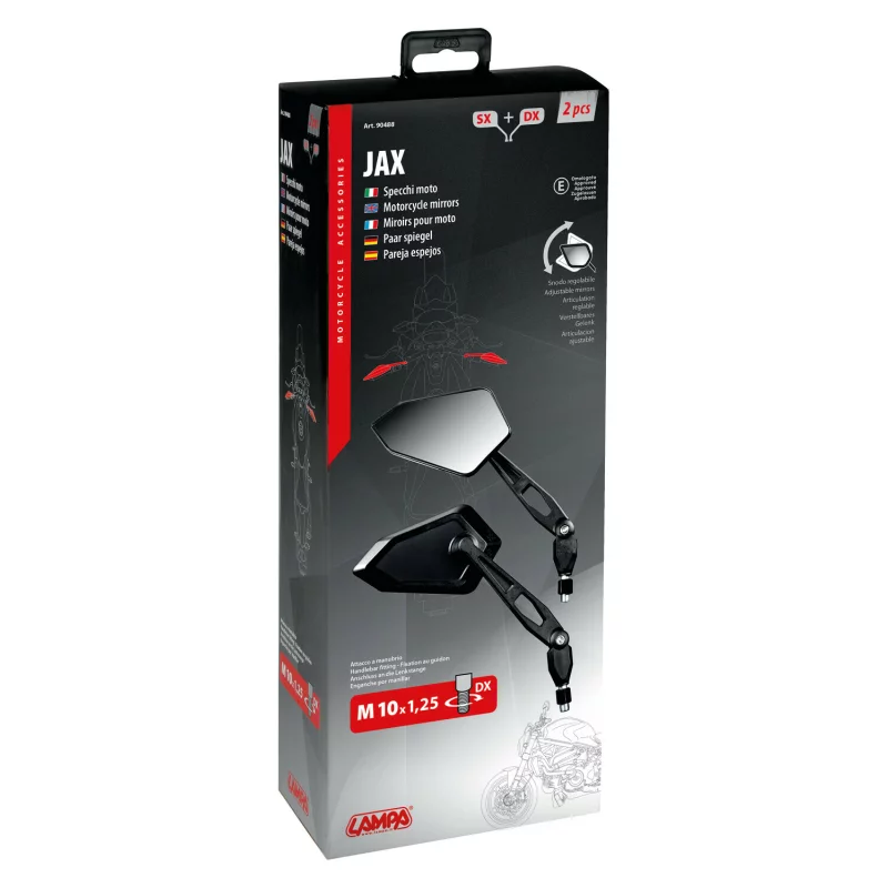 Set oglinzi retrovizoare moto Jax reglabile, montare ghidon, 2 buc