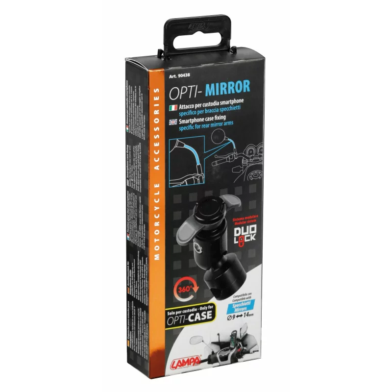 Suport telefon pentru oglindă retrovizoare moto Opti Mirror compatibil Opti Case