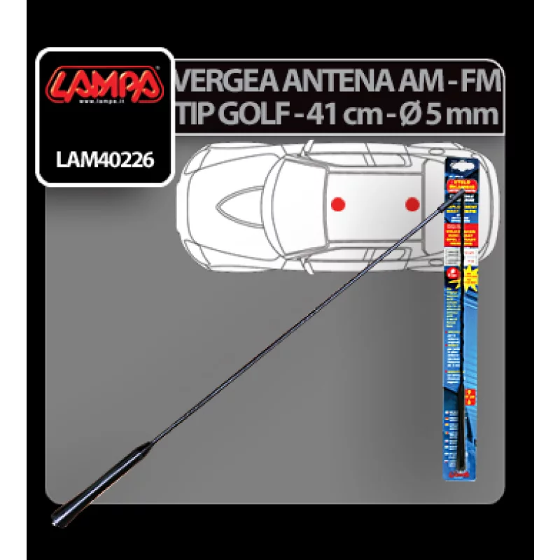 Vergea antena auto AM/FM tip Golf Lampa, 41 cm, Ø 5 mm