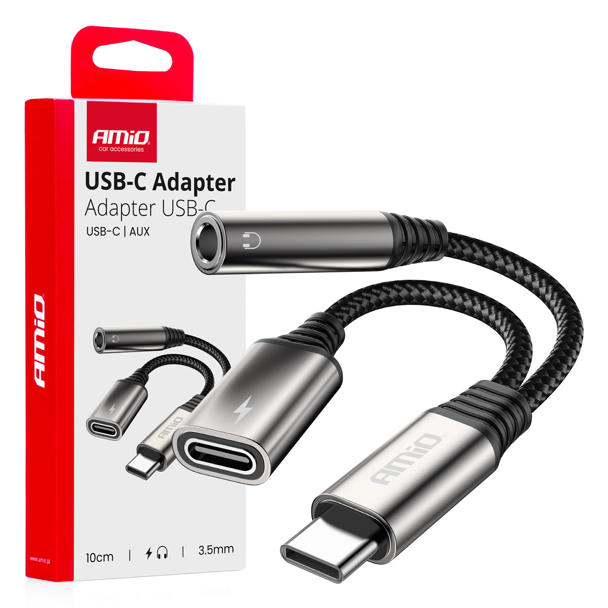 Adaptor USB-C la jack 3.5 mm si USB-C pentru incarcare simultana, 10 cm