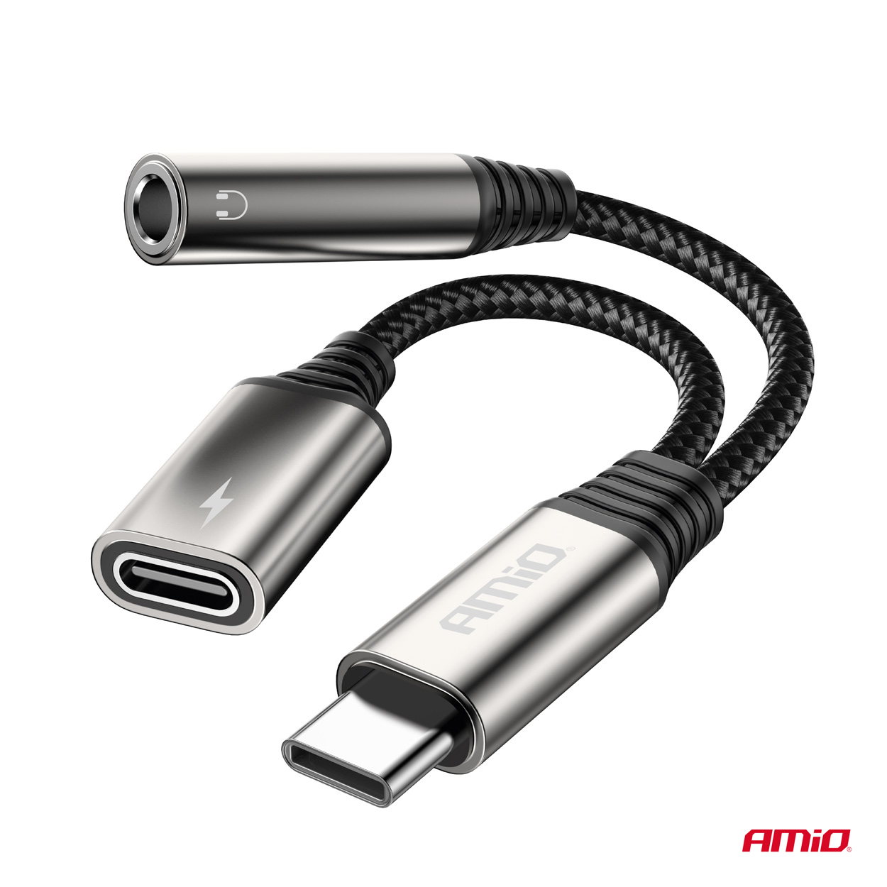 Adaptor USB-C la jack 3.5 mm si USB-C pentru incarcare simultana, 10 cm