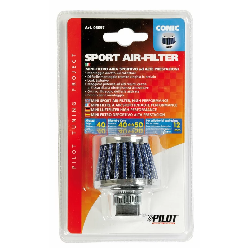 Filtru aer conic Ø12 mm cu sită metalică pentru admisie