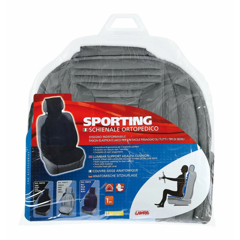 Husă scaun auto Sporting gri cu suport lombar, 1 bucată, Lampa