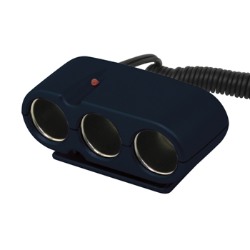 Priză auto triplă Carpoint 12V cu LED, cablu 90 cm și siguranță