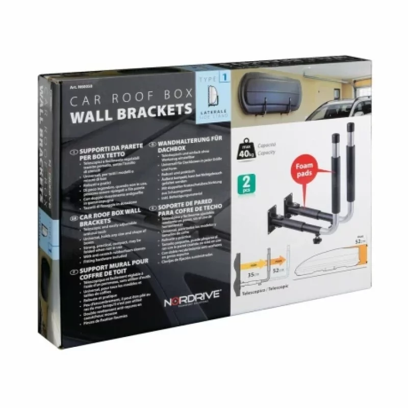 Suporti perete telescopici pentru cutie bagaje, 2 bucati, Nordrive
