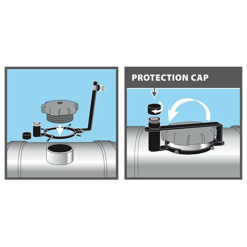 Antifurt combustibil pentru camion T-Block Ø 80 mm cu închidere pe cheie