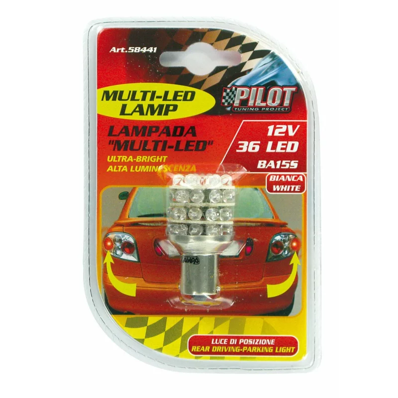 Bec auto LED P21W BA15s rosu 12V pentru frana si ceata, 36 LED