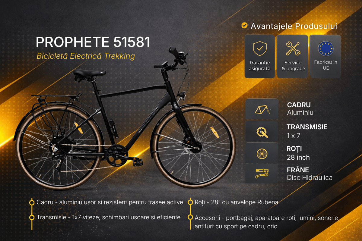 Bicicleta electrica Trekking Prophete 51581 - 28 inch, XL, Negru Ultimate FactoryBikes