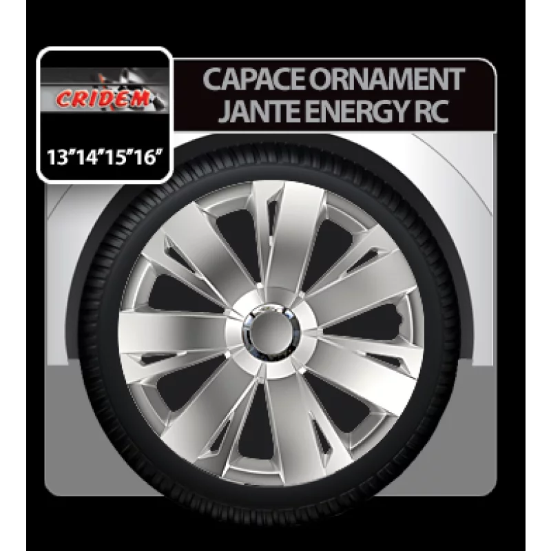 Set capace roti auto 14 inch Energy RC, argintii, 4 bucati