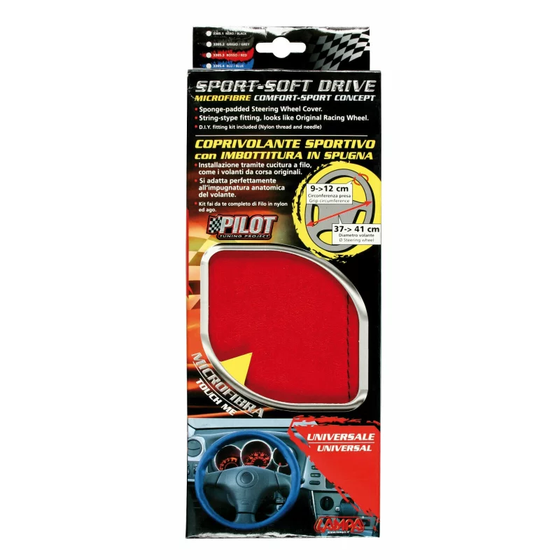 Husă volan Pilot Lampa Soft Drive roșie, microfibră, 37-41 cm