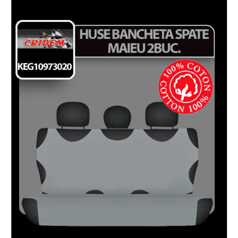 Huse bancheta spate auto tip maieu, set 2 bucati, gri, Cridem