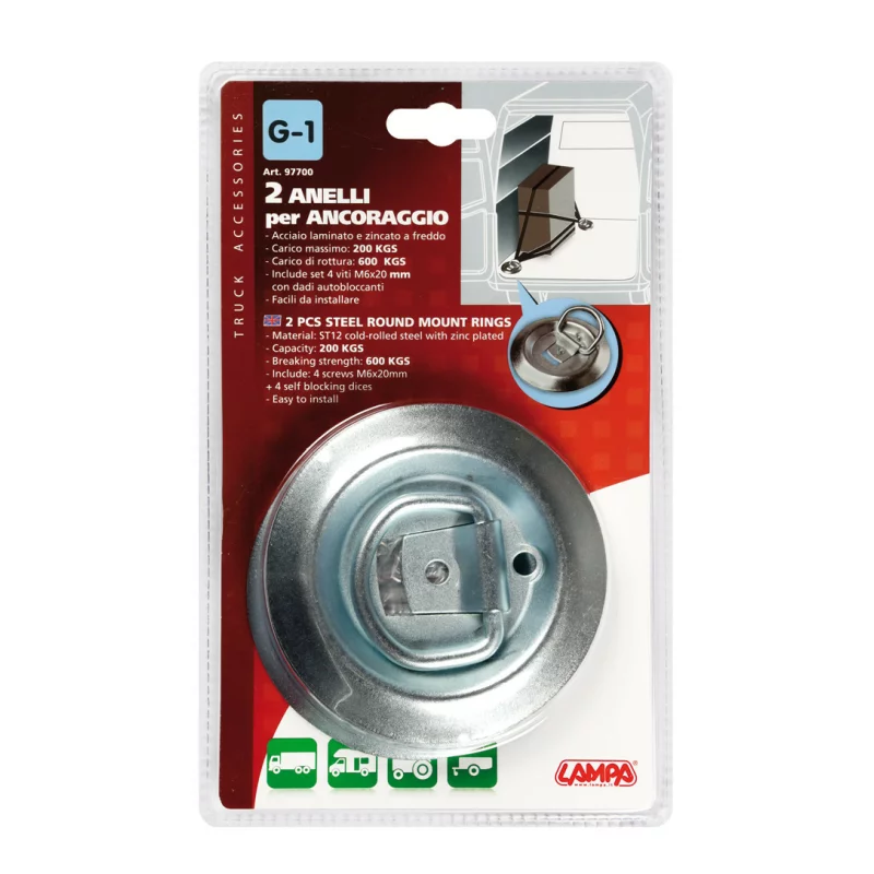 Inele de fixare marfa set 2 bucati, otel zincat, capacitate 200 kg